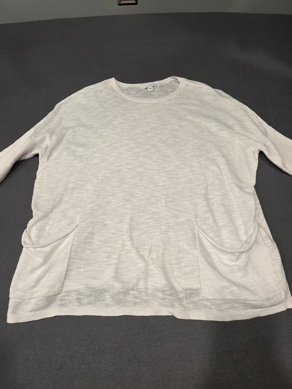 Women's Light Cream Crewneck Sweater with Front Pockets